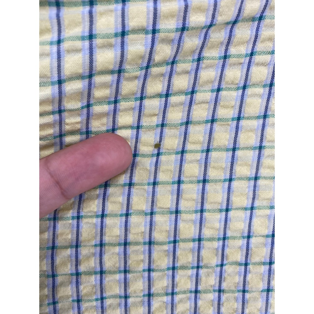 Chaps Ralph Lauren Mens XL Seersucker Plaid SS Button Down Shirt Yellow - Picture 4 of 8